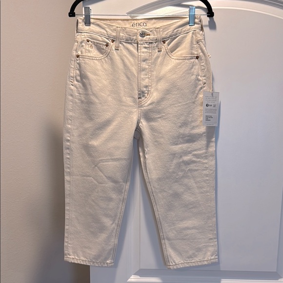 NWT Etica Cream cropped Straight Jeans Versatile Style - Picture 1 of 4